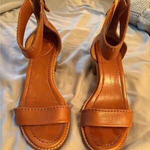 Frye Brielle Congac Back Zip Ankle Leather Sandals! 7.5